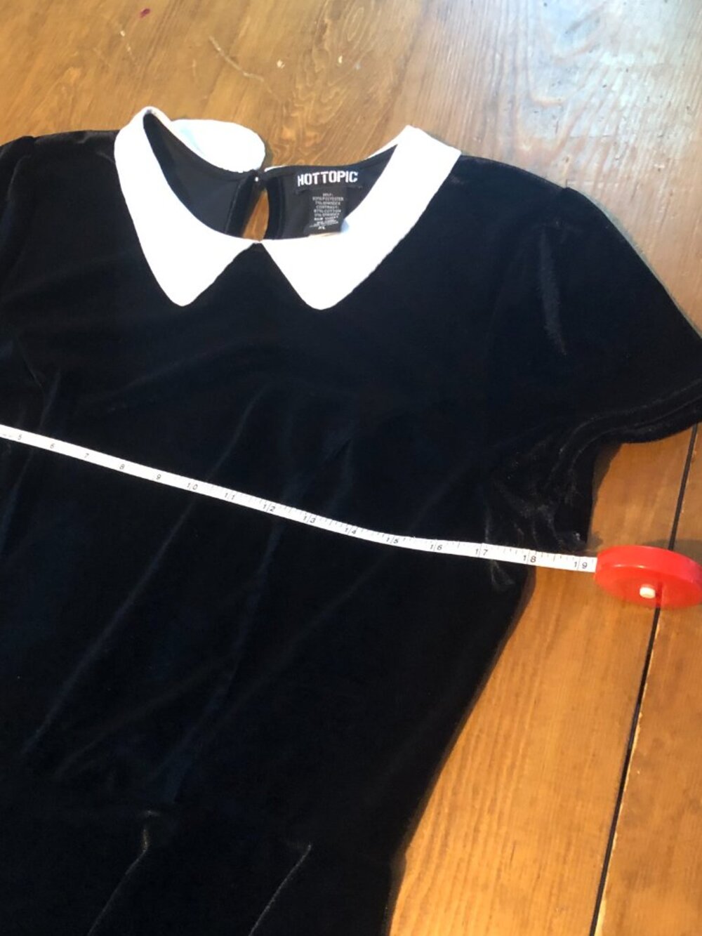 Hot Topic Black Velvet Academia Dress XL Wednesday Addams Peter Pan Collar Goth - Picture 3 of 6